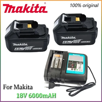 18V 6.0Ah Makita Оригинал Со светодиодной литий-ионной заменой LXT BL1860B BL1860 BL1850 Аккумуляторная батарея электроинструмента Makita 6000