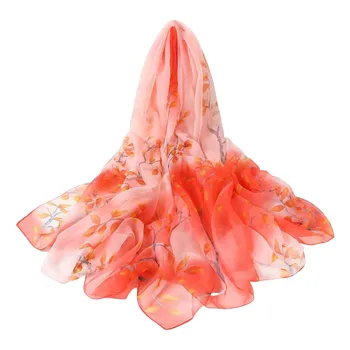 женский шарф-Парео, Шифоновый Саронг с цветочным принтом, накидка-шаль, летние роскошные Дизайнерские Шарфы из шелковой пашмины, хиджабы-musulmans spring