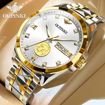 Оригинальные мужские автоматические часы OUPINKE класса люкс Gold Dragon с водонепроницаемой датой, Классические Механические наручные часы с сапфировым стеклом в подарок