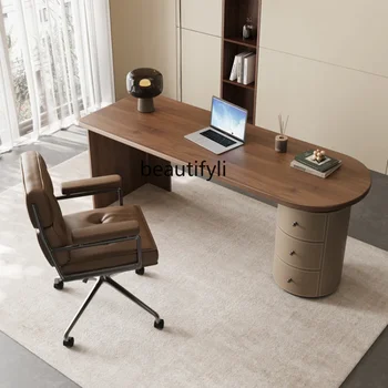 Письменный стол в минималистском стиле ретро, итальянский Современный письменный стол из высококачественного массива дерева, Офисный компьютерный стол