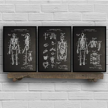 Анатомический Скелет Патентные Винтажные Плакаты и Принты Медицинская Настенная Художественная Печать На Холсте Картины для Гостиной Домашнего Декора