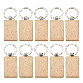 10шт Пустая деревянная цепочка для ключей Деревянный брелок для ключей Брелки для ключей Персонализированный EDC или лучшее подарочное изделие