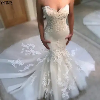 YNQNFS W22 Real Vestido de Noiva Простые Свадебные Платья Русалки С Трубой Вечерние Платья Платья Подружек невесты Vestidos 2019