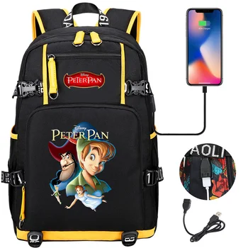 Модный рюкзак Disney Peter Pan Для женщин и мужчин, сумка для ноутбука большой емкости, водонепроницаемый Многофункциональный USB-зарядка, повседневный рюкзак