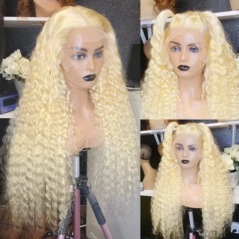 Длинные 613 Светлых вьющихся кружевных париков спереди для чернокожих женщин Бесклеевой синтетический кружевной фронтальный кудрявый парик, предварительно выщипанный из волос младенца