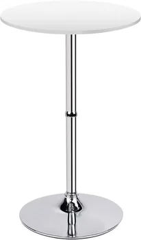 Круглая столешница из МДФ Не регулируется (высота 41 дюйм) Барный столик, стол для паба с серебряной ножкой и основанием (белый)