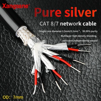 Xangsane 99.99% стерлингового серебра CAT 8 сетевой кабель hifi Ethernet кабель 10 гигабитная сеть 40 Гбит/с 2000 МГц usb 3.0 ab аудиокабель