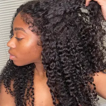 Реалистичный парик с кудрявыми краями 4C 13x6 на кружеве, Бразильские парики из человеческих волос с волнистым кружевом, бесклеевой парик для чернокожих женщин 180 градусов