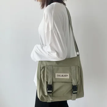 Модная Классическая Простая сумка-мессенджер Женская Шикарная сумка почтальона из Южной Кореи, женская студенческая нейлоновая водонепроницаемая холщовая школьная сумка
