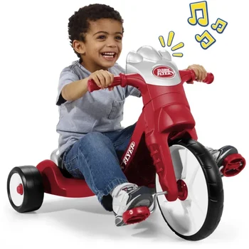 Гонщик со светом и звуками, красный трехколесный велосипед для девочек и мальчиков