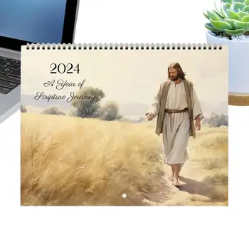 Календарь Иисуса на 2024 год Ежемесячный Библейский Календарь Календарь стихов из Библии на 2024 год Настенный Художественный календарь на 2024 год Подвесной Изысканный 11X8,5 дюйма
