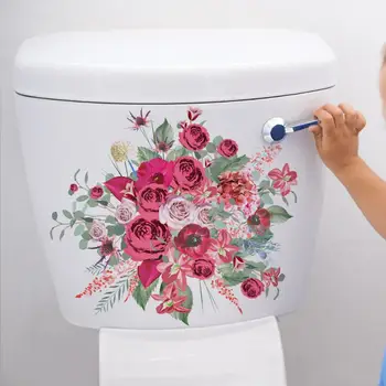 Высококачественная наклейка на туалет С ярким цветочным рисунком, наклейка на туалет, Прочная клейкая съемная наклейка на стену для домашнего декора ванной комнаты