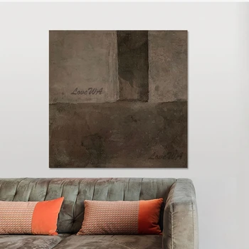 Картина ручной работы без рамки Холст Новое поступление Коричневый акрил Современное абстрактное искусство Картины для гостиной на стены