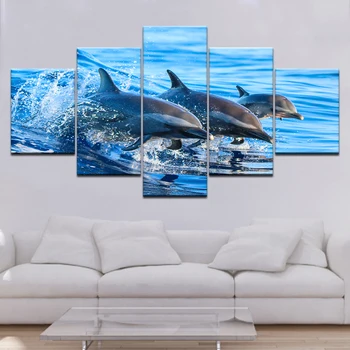 Подводная акула, Обои для стен из 5 предметов, современный модульный плакат, картина на холсте для домашнего декора гостиной