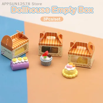 3шт 1: 12 Кукольный домик Миниатюрная коробка для десерта, торта, тостов, упаковочная коробка, игрушка для декора кукольного дома (только коробка)