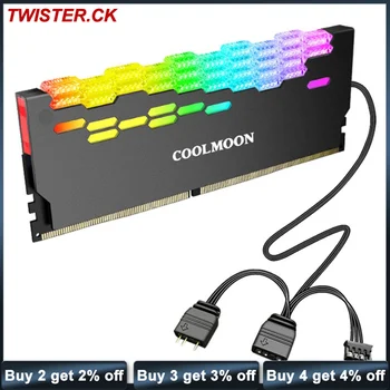 Coolmoon Ra-2 Ram Cooler Высокоэффективный модуль памяти 5v Argb Радиатор со световым эффектом Настольный Компьютерный охладитель памяти