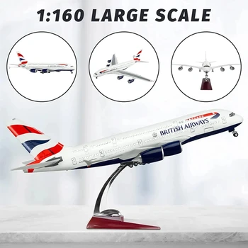 Большая модель самолета в масштабе 1: 160, Великобритания, 380 моделей самолетов, изготовленных под заказ, самолеты со светодиодной подсветкой для коллекции или подарка