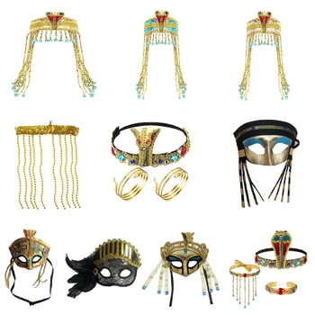 Золотой Египетский обруч для волос в виде Змеи, Повязка на голову для Косплея, Винтажный Головной Убор для Вечеринок, Готический Обруч для волос