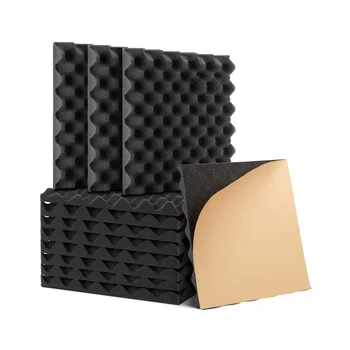 12 Упаковок самоклеящихся звукоизоляционных пенопластовых панелей, звуконепроницаемых стеновых панелей высокой плотности, звуковые панели для ящиков для яиц - 1x12x12 дюймов