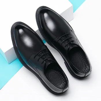 Кожаная обувь Мужская осенне-зимняя мужская обувь, увеличивающая рост на 6 см, деловая кожаная обувь в британском стиле, увеличивающая рост на 8 см