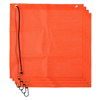 4шт 18X18 Дюймовые Сетчатые Флажки безопасности Оранжевый Предупреждающий Флаг Банджи Флаг Безопасности Хорошая Видимость Всепогодный флаг С Люверсами