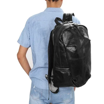 Модный мужской рюкзак из овечьей кожи для путешествий, водонепроницаемый школьный ранец