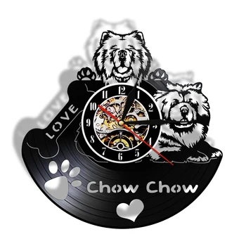 Чау-чау Влюбись В Современную Бесшумную Виниловую Пластинку Настенные Часы Songshi Quan Chowdren LP Record Watch Dog Breed Подарки Для Владельца Собаки