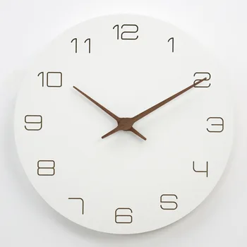 Круглые деревянные настенные часы Современный дизайн Простые Настенные часы Домашний декор Часы для гостиной Украшение стены ресторана Подвесные часы