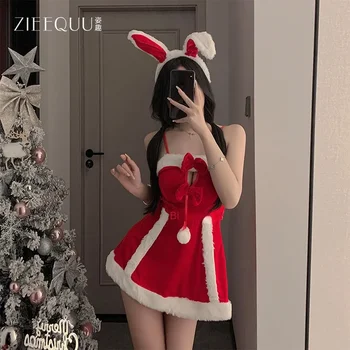 Ziqi Christmas Bunny Girl Плюшевый Полый Комплект Сексуального Нижнего Белья Из Бархата Для Косплея 6109