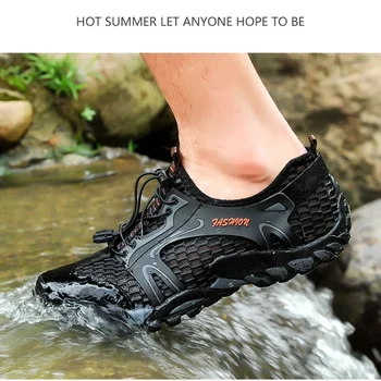 Мужские кроссовки для горных походов, летние женские сетчатые дышащие мужские кроссовки для пеших прогулок, быстросохнущие кроссовки, пляжные сандалии