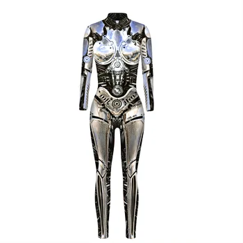 Женщины Мужчины Будущий робот-машина, панк-комбинезон с 3D принтом, костюмы для косплея на Хэллоуин, наряд для ролевых игр для вечеринок