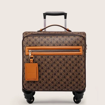 Винтажный коричневый багаж на колесиках, Женская ручная кладь, Посадочный бокс, Дорожный чемодан, Мужская тележка, чемоданы на колесах