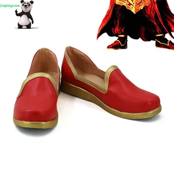 Воины Династии Шин Сангокумусу 3; Красные ботинки Чжоу Ю; кожаные ботинки для косплея, сшитые специально для Хэллоуина и Рождества.