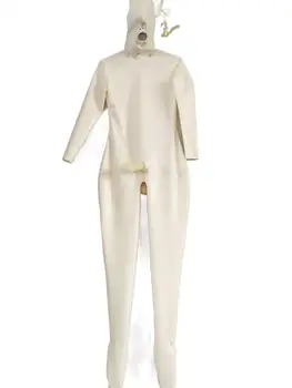 100% Натуральный латексный резиновый комбинезон, боди, Белая маска, костюм, униформа, Маскарад, бал для косплея ручной работы на заказ