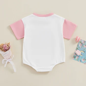 Комбинезон Для новорожденных девочек, Летняя одежда для девочек-папочек, комбинезон с коротким рукавом и круглым вырезом для девочек-младенцев