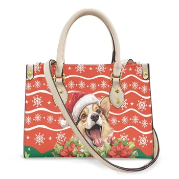 Noisydesigns/ Красные Милые собаки с рождественским рисунком, женские сумки через плечо 2023, сумки через плечо из искусственной кожи, дамская клубная сумочка, прямая поставка