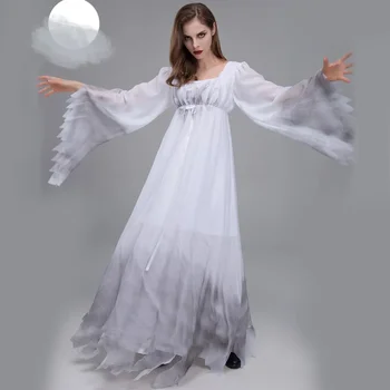 Женское платье вампира-зомби на Хэллоуин, Призрачная Невеста, косплей, Духовная Любовь, Белое платье для женщин