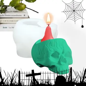 3D подсвечник с черепом, силиконовая форма, украшение для Хэллоуина, мыло ручной работы, гипсовая смола, инструменты для литья изделий из эпоксидной смолы, подарки для дома
