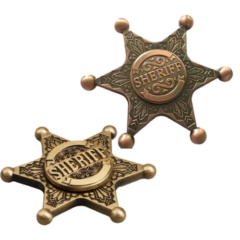 Металлический Спиннер Западный Значок заместителя Шерифа, Сенсорная игрушка для значка Шерифа F0S4