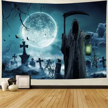 Хэллоуин Гобелен Ужасы Зомби Мертвецы Кладбище Гобелен Тема Судного дня Гобелен на стену для спальни гостиной общежития