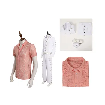 Костюм Пресли для косплея, мужская Летняя рубашка с коротким рукавом, униформа, топ, брюки, Наряды, Карнавальный костюм для вечеринки на Хэллоуин
