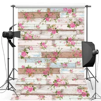 Розовые цветочные листья Винтажный деревянный фон из полиэстеровой или виниловой ткани Высококачественный фон для стен с компьютерной печатью
