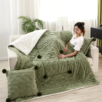Утолщенная Мягкая флисовая подушка-одеяло 2 В 1, мягкие подушки, офисное кресло для сна, пол, теплая стеганая подушка, декор домашнего дивана в гостиной