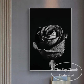 Черная Роза, капля Росы, холст, плакат, Современный минимализм, HD Печать, Настенное искусство, Картина для гостиной, Офисный декор, Картина в подарок