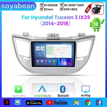 Автомагнитола Android 13 для Hyundai Tucson 3 IX35 2014-2018, 9-дюймовый мультимедийный плеер с 4G Carplay и 2Din GPS