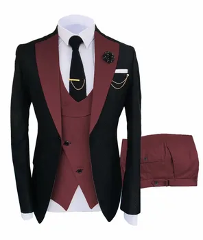 Популярная одежда Homme, роскошный мужской костюм для вечеринки, смокинг жениха, 3 комплекта одежды, куртка, брюки, жилет