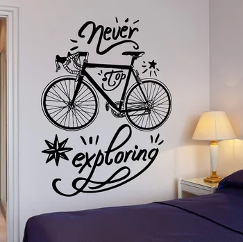 Виниловая наклейка на стену с цитатой из велосипеда, слово explore, украшение дома, спальня, гостиная, художественная роспись для дома 2WS35