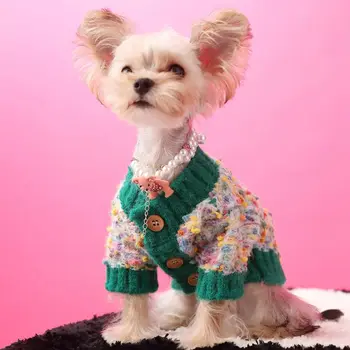 Роскошная одежда для собак, теплая одежда для маленьких собак, зимний флисовый свитер для собак, пальто для собак с пуговицами Sweet Love, одежда для йоркширских терьеров