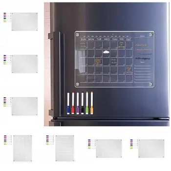 Прозрачная магнитная доска для холодильника, акриловый многоразовый календарь, наклейка на холодильник, Магнитная доска для письма на холодильник, Еженедельный месячный график