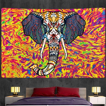 7 цветов. Индийский гобелен в виде слона, украшение дома в спальне хиппи, гобелен в богемном стиле, декоративная простыня для матраса для йоги
